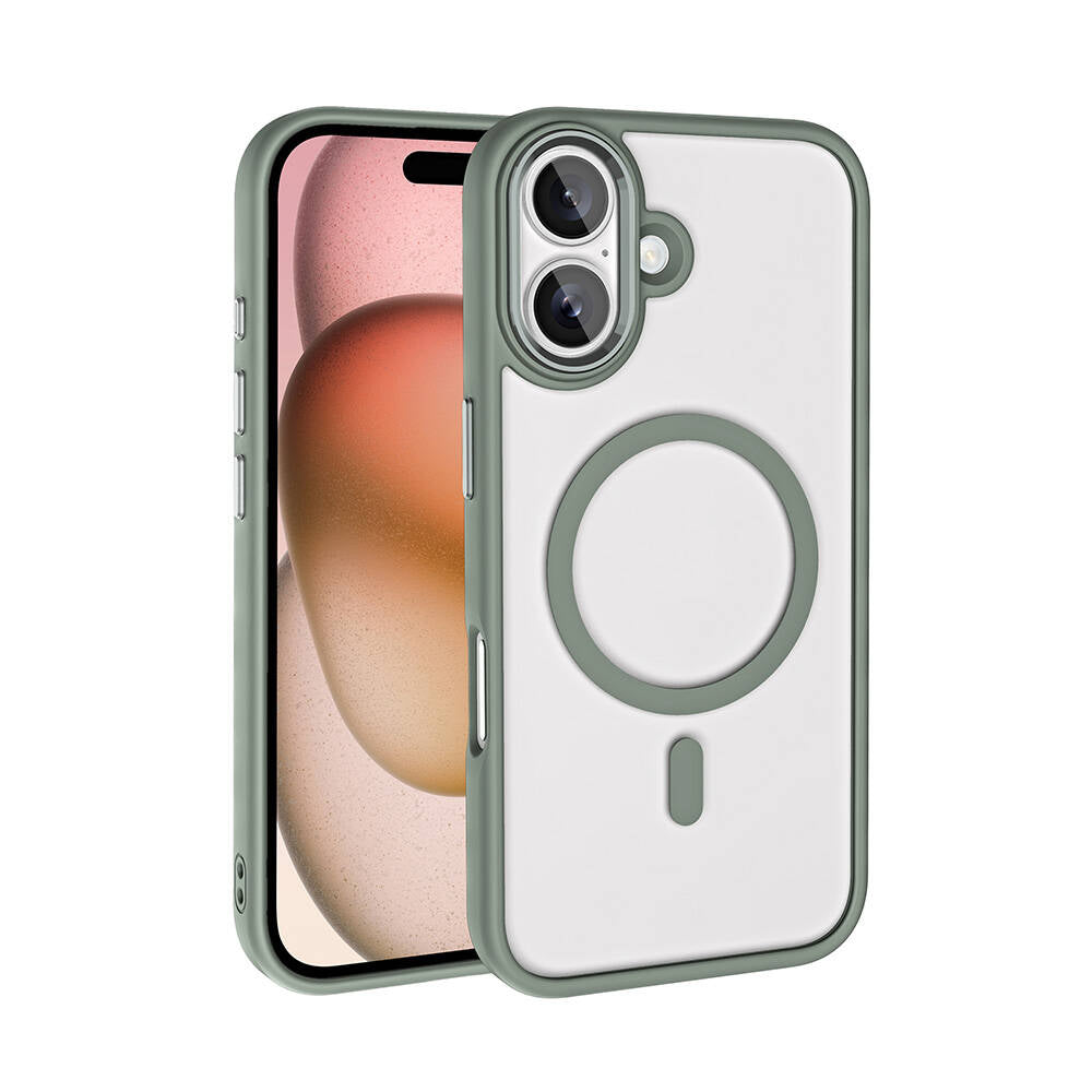 Apple iPhone 16 Plus Uyumlu Kılıf Wireless Şarj Özellikli Zore Krom M-safe Silikon Kapak