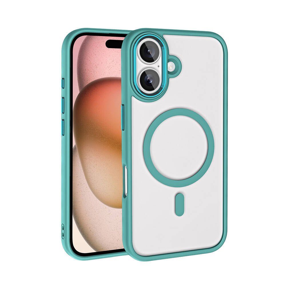 Apple iPhone 16 Plus Uyumlu Kılıf Wireless Şarj Özellikli Zore Krom M-safe Silikon Kapak