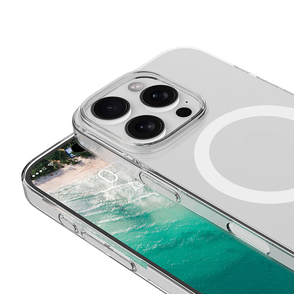 Apple iPhone 16 Pro Kamera Korumalı M-Safe Şarj Özellikli Şeffaf Zore London Sert PC Kapak