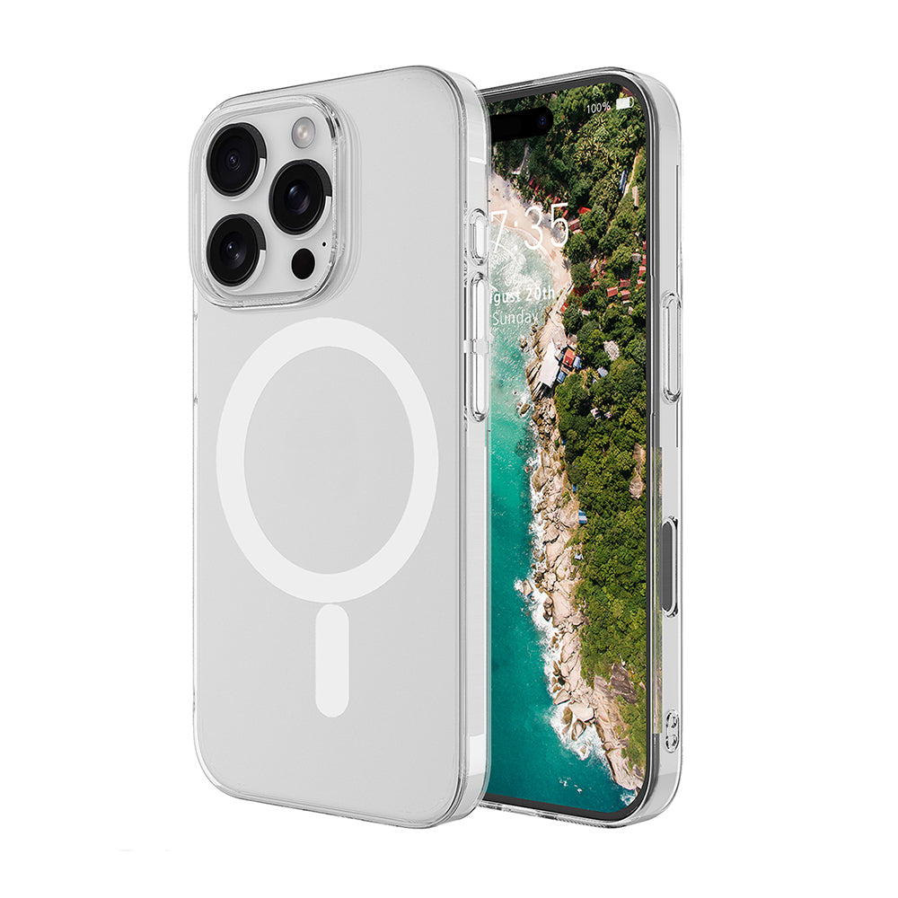 Apple iPhone 16 Pro Kamera Korumalı M-Safe Şarj Özellikli Şeffaf Zore London Sert PC Kapak