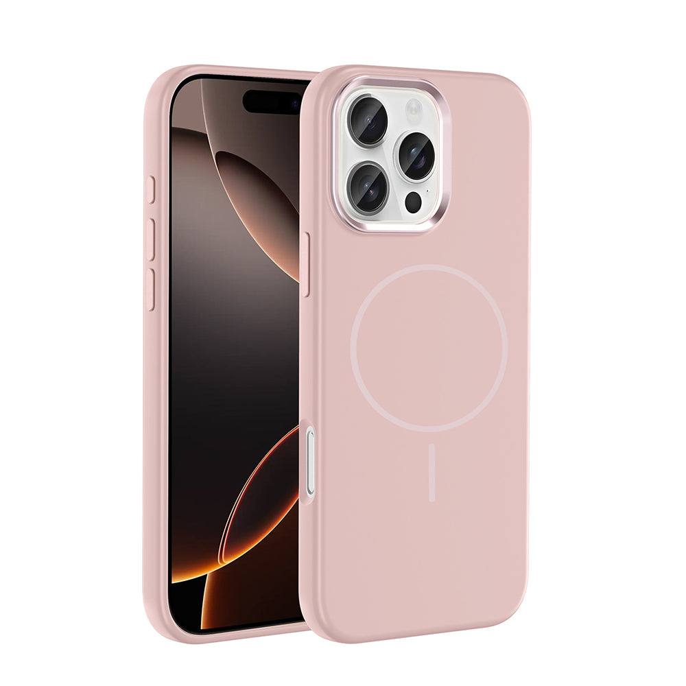 Apple iPhone 16 Pro Uyumlu Kılıf M-Safe Şarj Özellikli Metal Kamera Çerçeveli Zore Edi Silikon Kapak