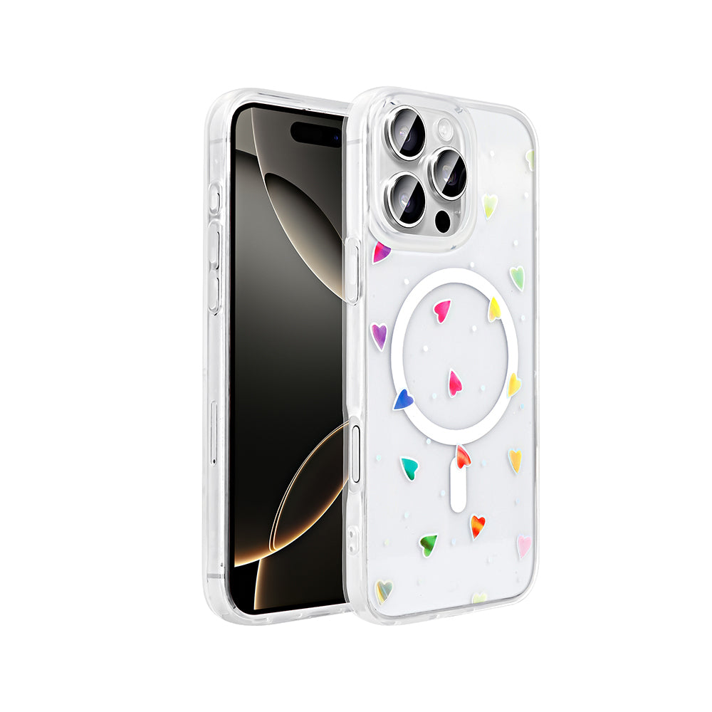 Apple iPhone 16 Pro Uyumlu Kılıf M-Safe Şarj Özellikli Şeffaf Zore Folk Sert Kapak