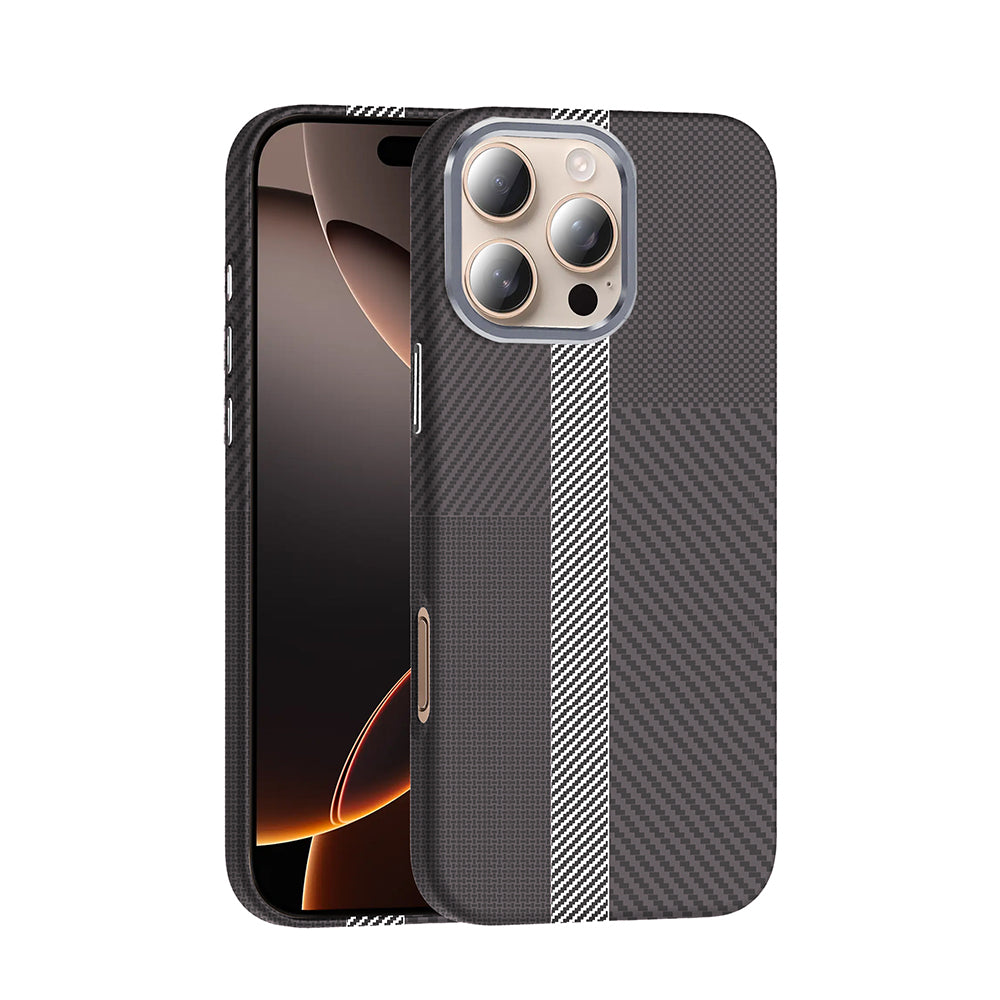 Apple iPhone 16 Pro Uyumlu Kılıf M-safe Şarj Özellikli Karbon Fiber Görünümlü Zore Gros Kapak