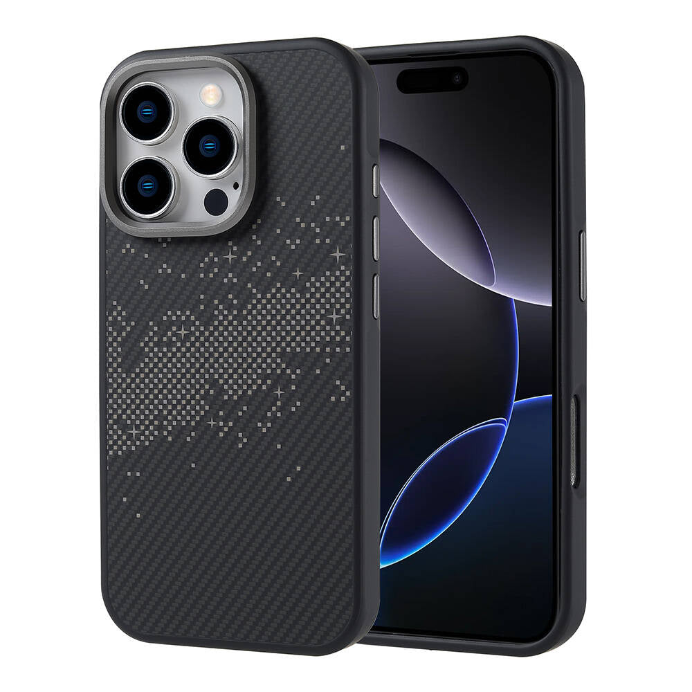 Apple iPhone 16 Pro Uyumlu Kılıf M-safe Şarj Özellikli Karbon Fiber Tasarımlı Zore Vave Kapak