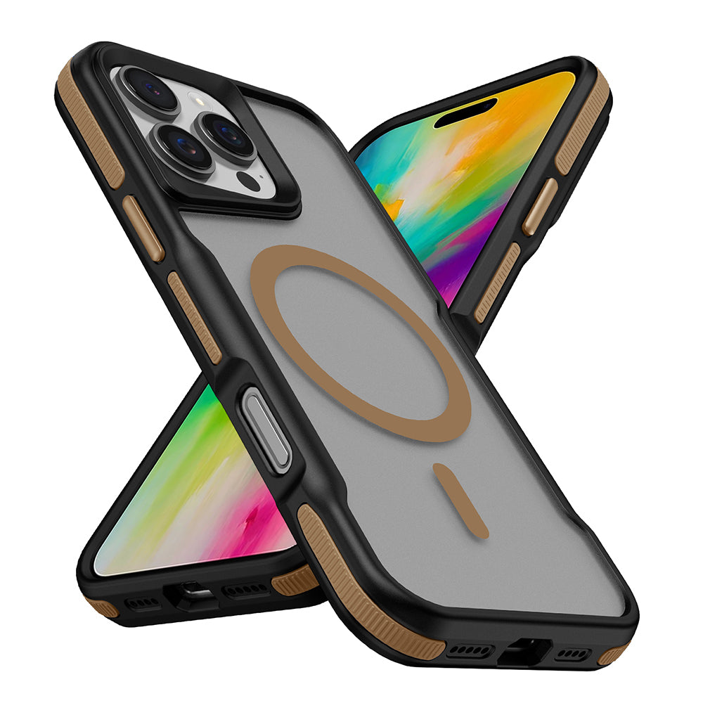 Apple iPhone 16 Pro Uyumlu Kılıf M-safe Şarj Özellikli Renkli Kenar Airbag Şeritli Zore Lamer Kapak
