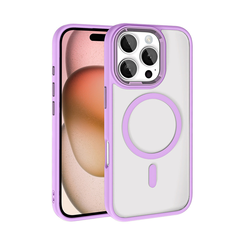 Apple iPhone 16 Pro Uyumlu Kılıf Wireless Şarj Özellikli Zore Krom M-safe Silikon Kapak