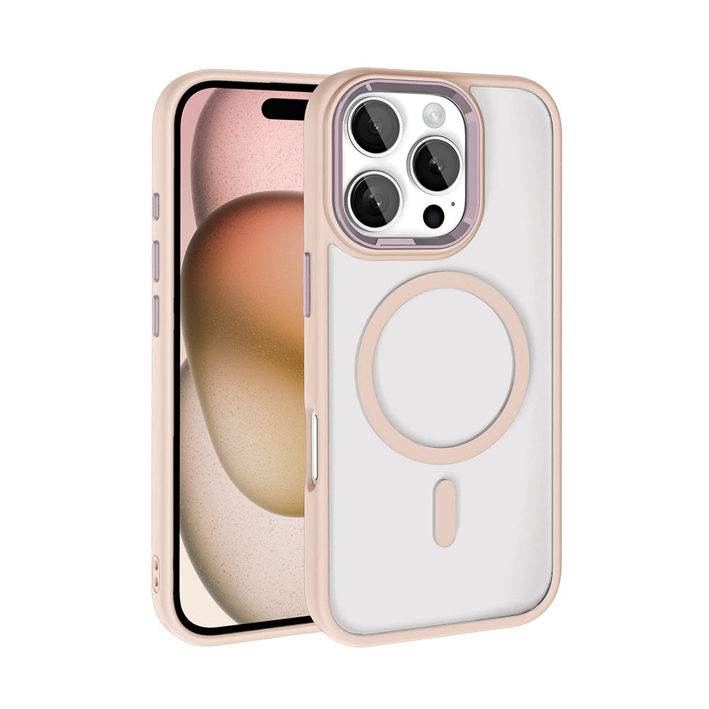 Apple iPhone 16 Pro Uyumlu Kılıf Wireless Şarj Özellikli Zore Krom M-safe Silikon Kapak