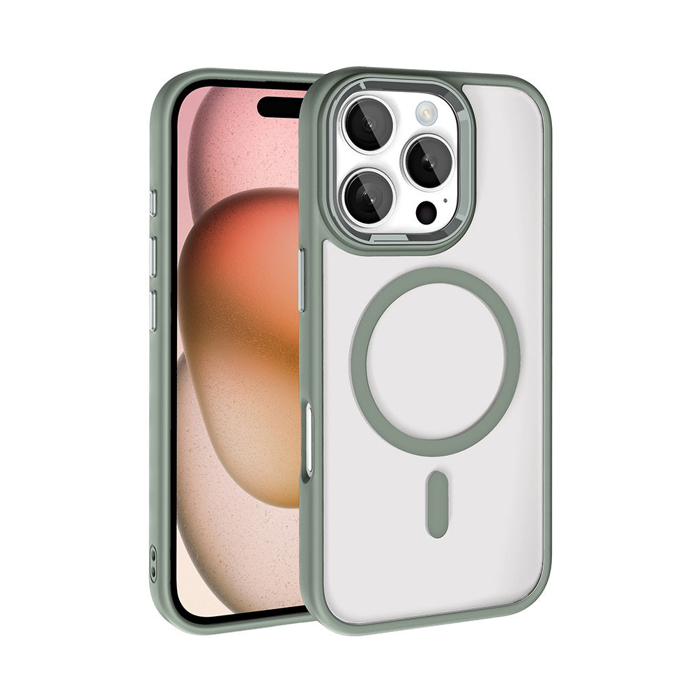 Apple iPhone 16 Pro Uyumlu Kılıf Wireless Şarj Özellikli Zore Krom M-safe Silikon Kapak