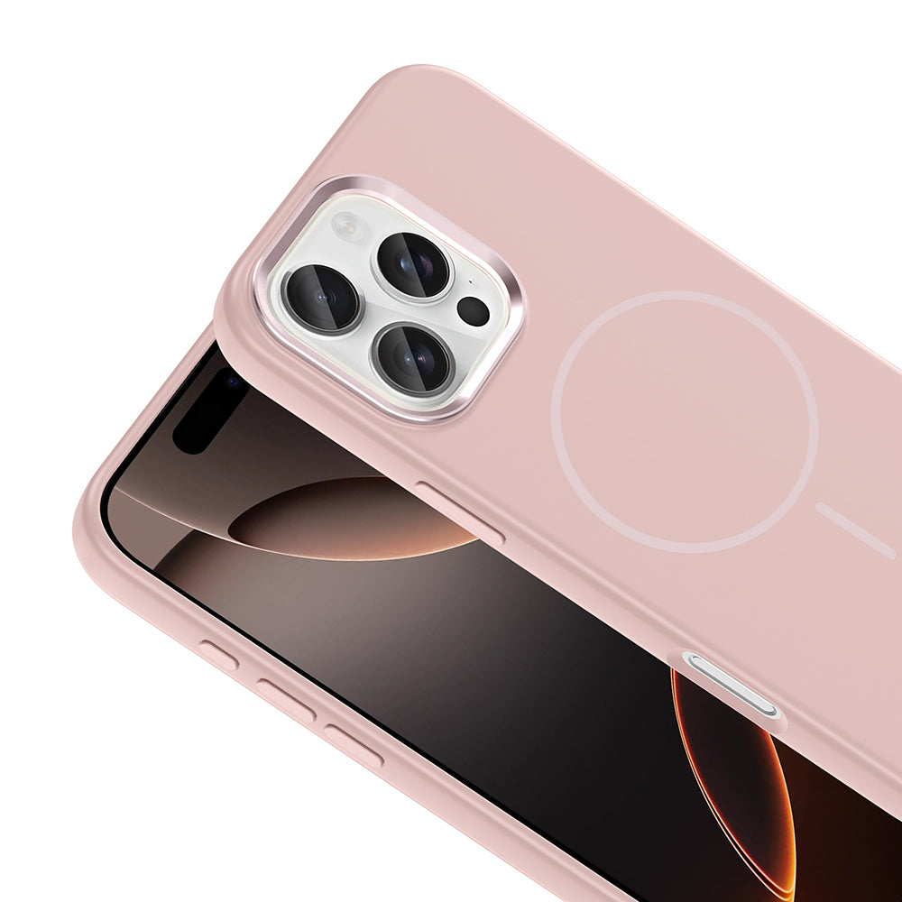 Apple iPhone 16 Pro Max Uyumlu Kılıf M-Safe Şarj Özellikli Metal Kamera Çerçeveli Zore Edi Silikon Kapak