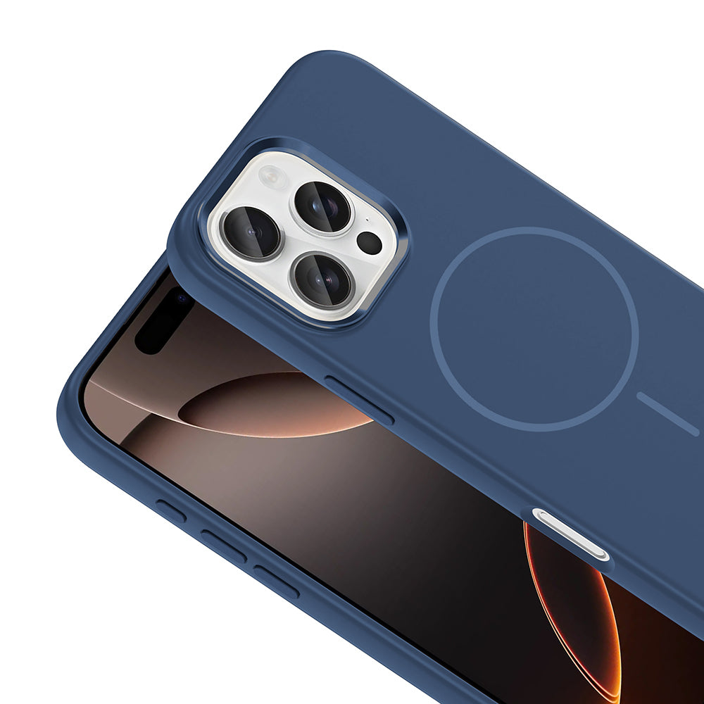 Apple iPhone 16 Pro Max Uyumlu Kılıf M-Safe Şarj Özellikli Metal Kamera Çerçeveli Zore Edi Silikon Kapak