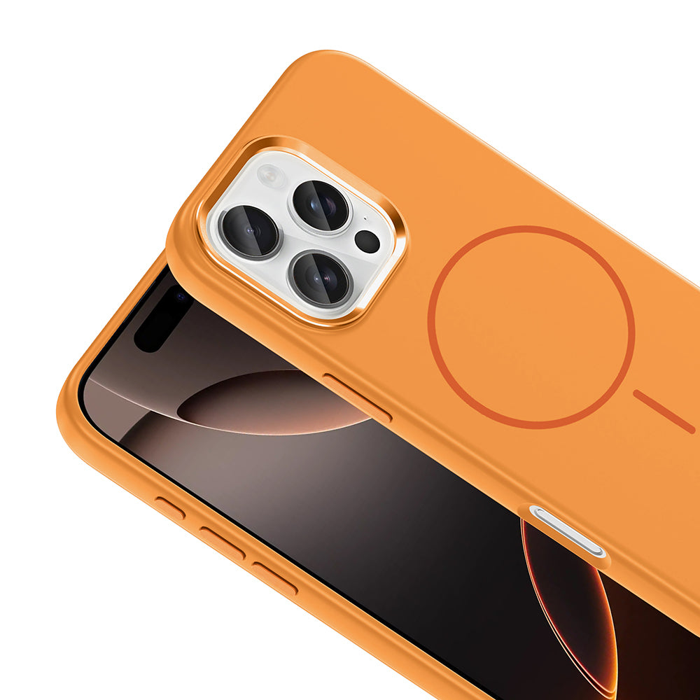 Apple iPhone 16 Pro Max Uyumlu Kılıf M-Safe Şarj Özellikli Metal Kamera Çerçeveli Zore Edi Silikon Kapak