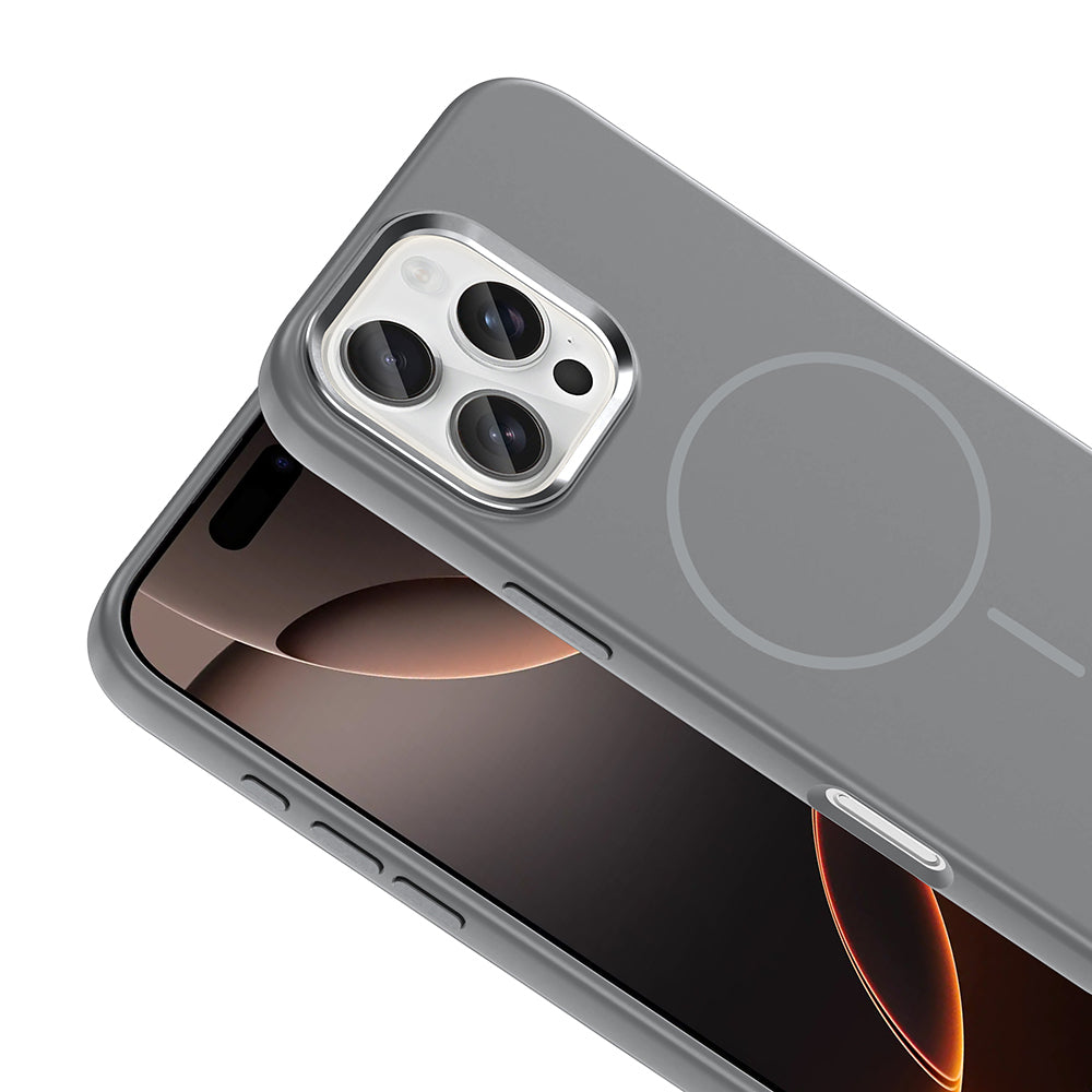 Apple iPhone 16 Pro Max Uyumlu Kılıf M-Safe Şarj Özellikli Metal Kamera Çerçeveli Zore Edi Silikon Kapak