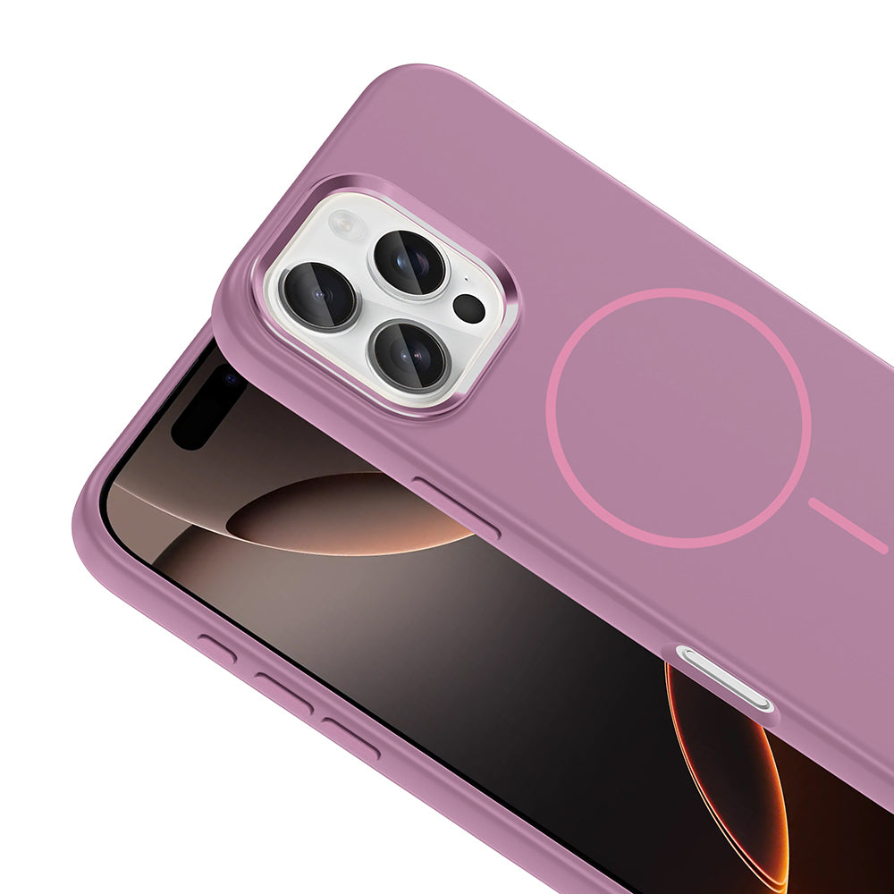 Apple iPhone 16 Pro Max Uyumlu Kılıf M-Safe Şarj Özellikli Metal Kamera Çerçeveli Zore Edi Silikon Kapak