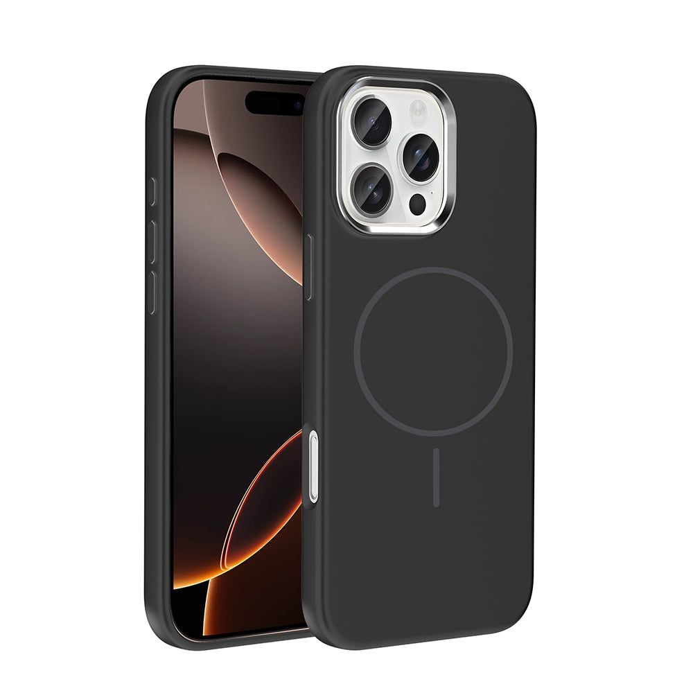 Apple iPhone 16 Pro Max Uyumlu Kılıf M-Safe Şarj Özellikli Metal Kamera Çerçeveli Zore Edi Silikon Kapak