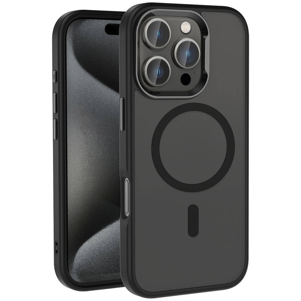 Apple iPhone 16 Pro Max Uyumlu Kılıf M-safe Şarj Özellikli Parlak Kamera Çerçeveli Zore Kost Kapak