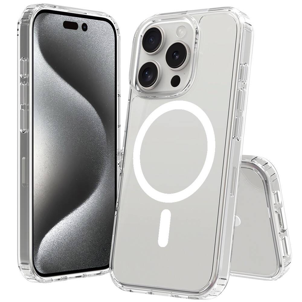 Apple iPhone 16 Pro Max Uyumlu Kılıf M-safe Şarj Özellikli Şeffaf Sert PC Zore Embos Kapak