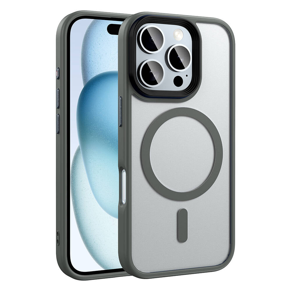 Apple iPhone 16 Pro Max Uyumlu Kılıf Mat Arka Yüzey Wireless Şarj Özellikli Zore Flet M-safe Kapak