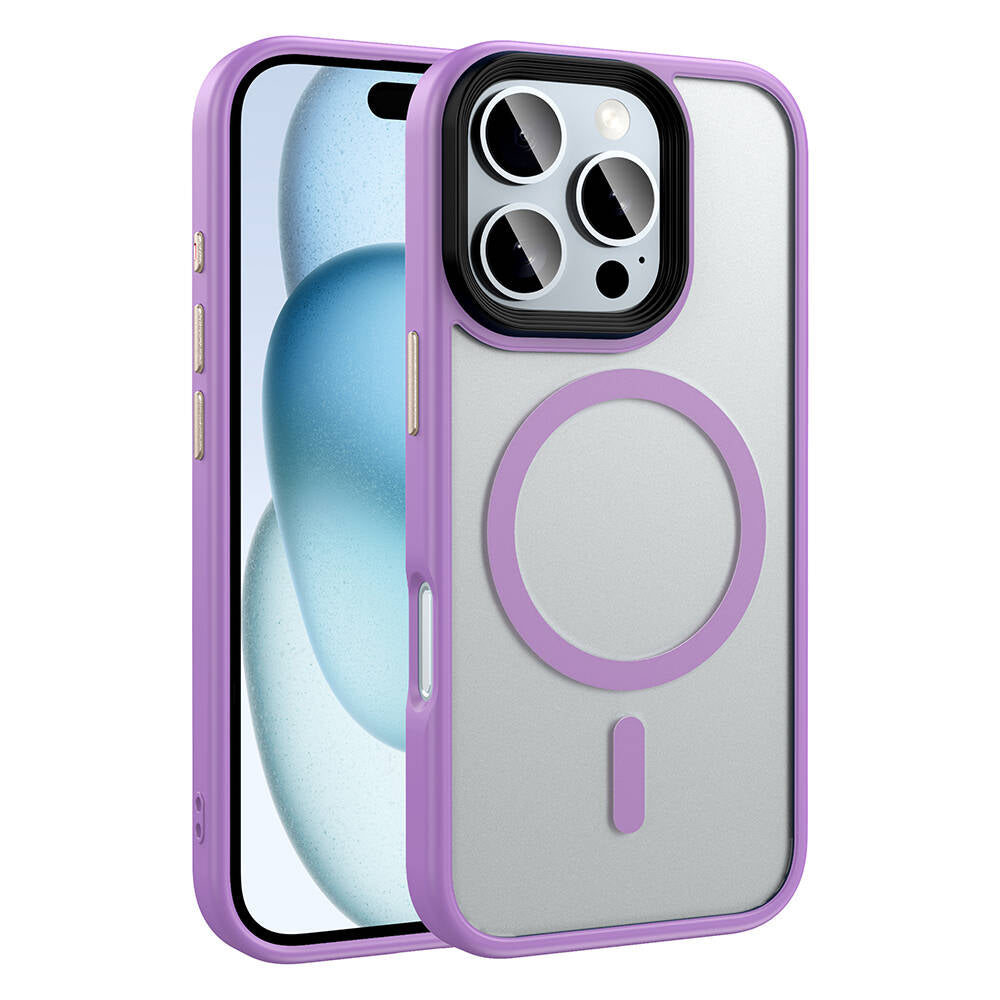 Apple iPhone 16 Pro Max Uyumlu Kılıf Mat Arka Yüzey Wireless Şarj Özellikli Zore Flet M-safe Kapak