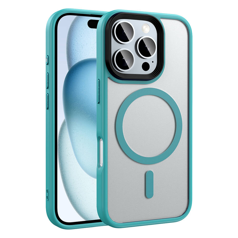 Apple iPhone 16 Pro Max Uyumlu Kılıf Mat Arka Yüzey Wireless Şarj Özellikli Zore Flet M-safe Kapak