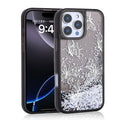 Apple iPhone 16 Pro Max Uyumlu Kılıf Sıvılı Simli Kelebek Baskılı Şeffaf Arka Yüzey Zore Glis Silikon Kapak