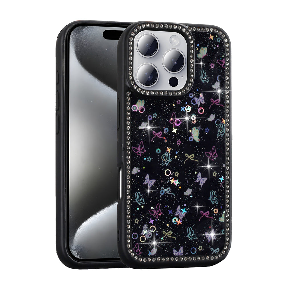 Apple iPhone 16 Pro Max Uyumlu Kılıf Taşlı ve Simli Tasarım Zore Azra Kapak