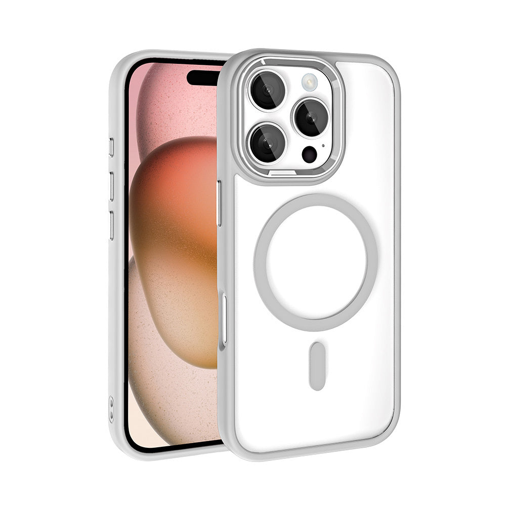 Apple iPhone 16 Pro Max Uyumlu Kılıf Wireless Şarj Özellikli Zore Krom M-safe Silikon Kapak
