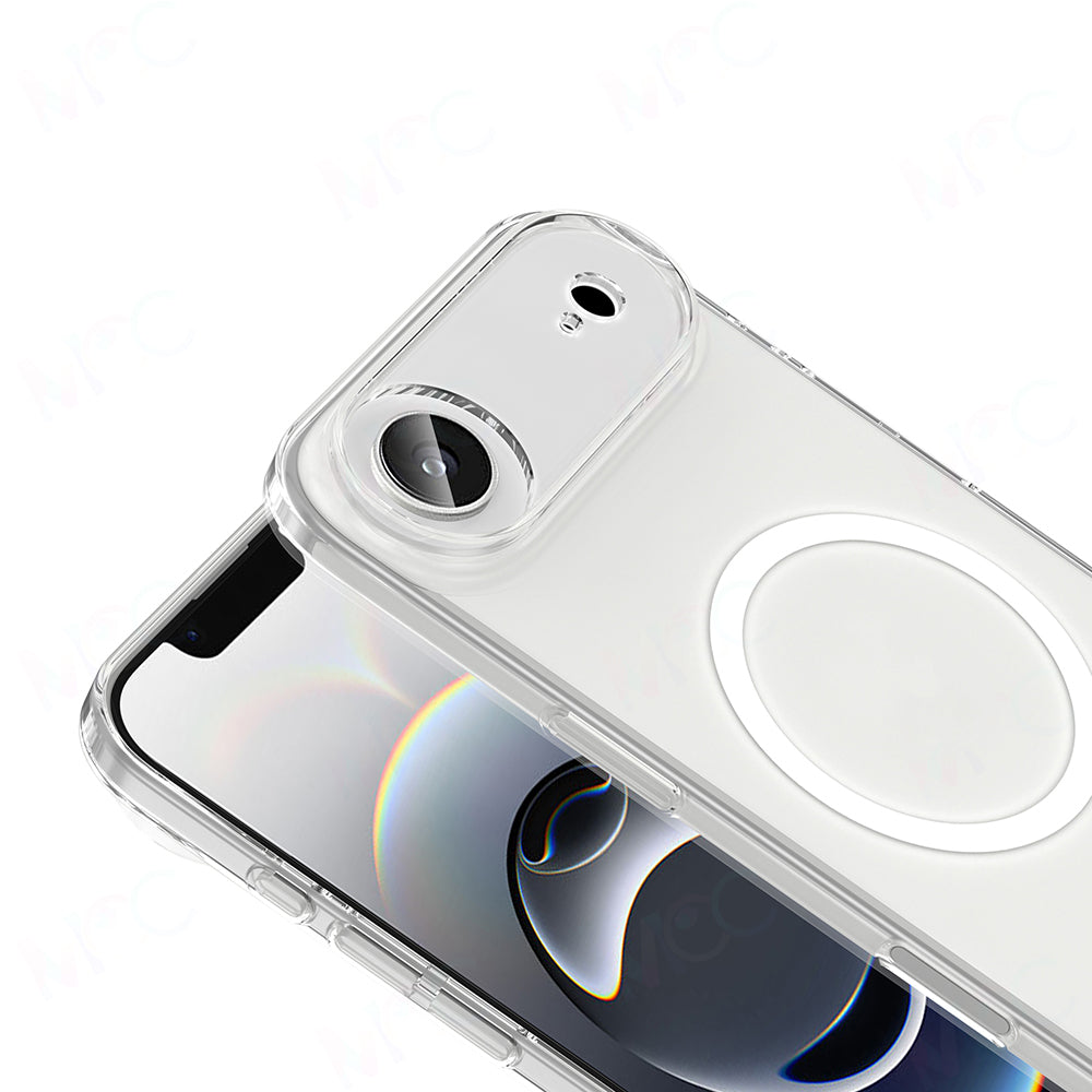 Apple iPhone 17 Air Kamera Korumalı M-Safe Şarj Özellikli Şeffaf Zore London Sert PC Kapak