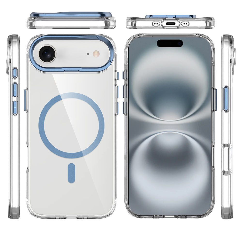 Apple iPhone 17 Air Uyumlu Kılıf M-safe Şarj Özellikli Airbagli Kamera Standlı Zore Azor Kapak