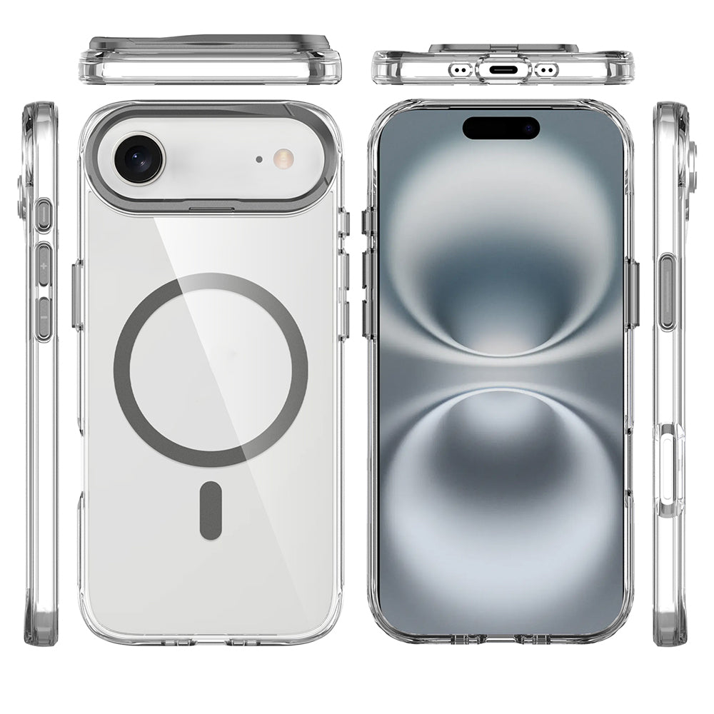 Apple iPhone 17 Air Uyumlu Kılıf M-safe Şarj Özellikli Airbagli Kamera Standlı Zore Azor Kapak