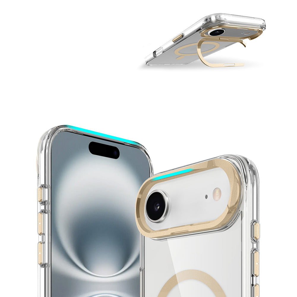 Apple iPhone 17 Air Uyumlu Kılıf M-safe Şarj Özellikli Airbagli Kamera Standlı Zore Azor Kapak