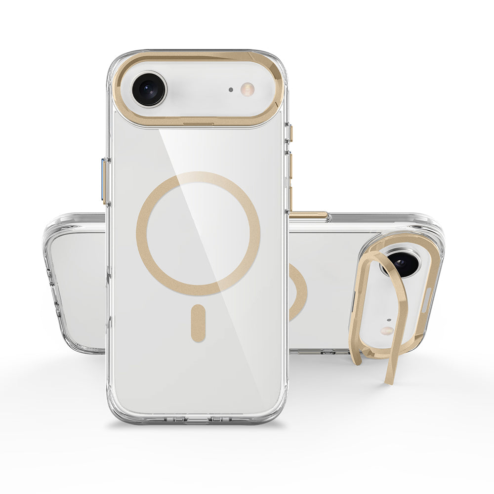 Apple iPhone 17 Air Uyumlu Kılıf M-safe Şarj Özellikli Airbagli Kamera Standlı Zore Azor Kapak
