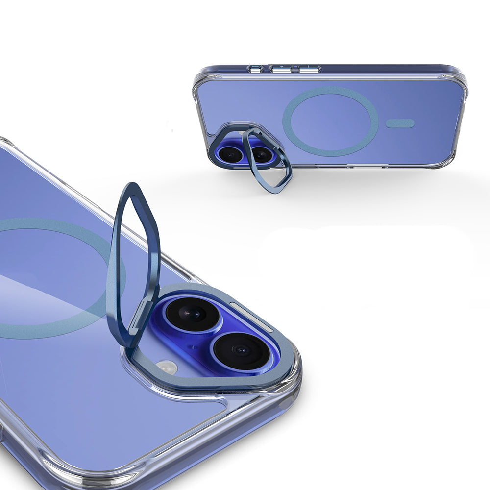 Apple iPhone 17 Uyumlu Kılıf M-safe Şarj Özellikli Airbagli Kamera Standlı Zore Azor Kapak
