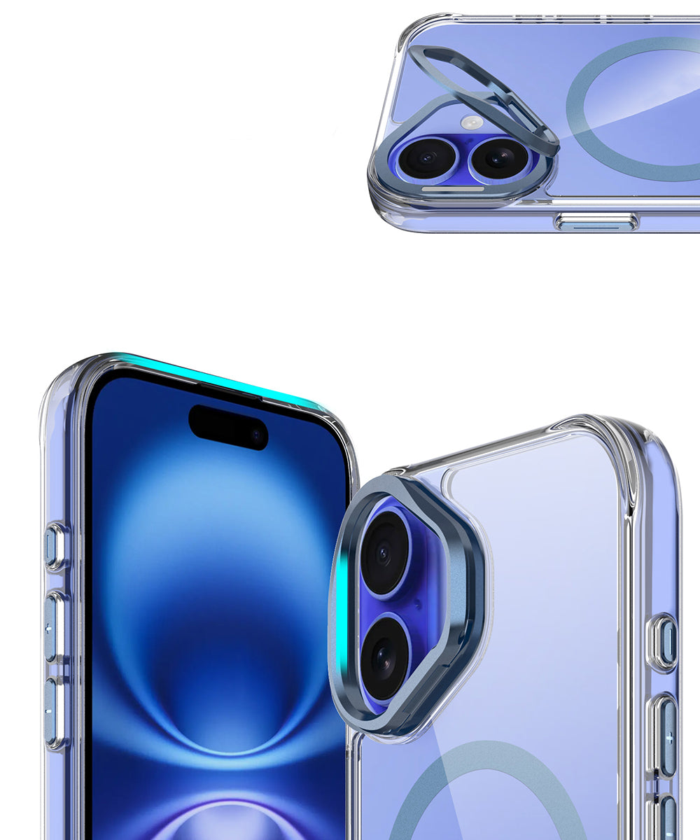 Apple iPhone 17 Uyumlu Kılıf M-safe Şarj Özellikli Airbagli Kamera Standlı Zore Azor Kapak