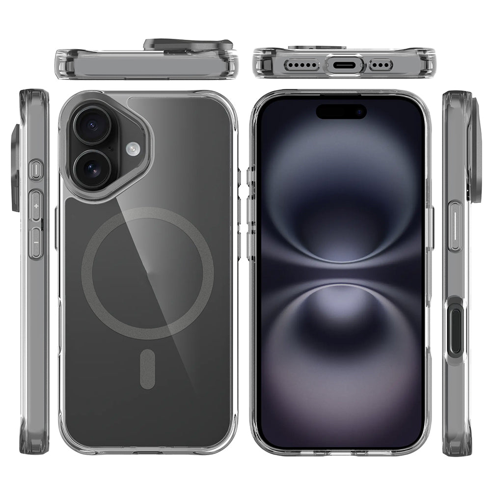 Apple iPhone 17 Uyumlu Kılıf M-safe Şarj Özellikli Airbagli Kamera Standlı Zore Azor Kapak