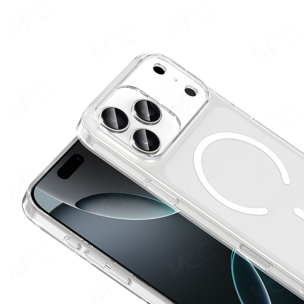 Apple iPhone 17 Pro Kamera Korumalı M-Safe Şarj Özellikli Şeffaf Zore London Sert PC Kapak
