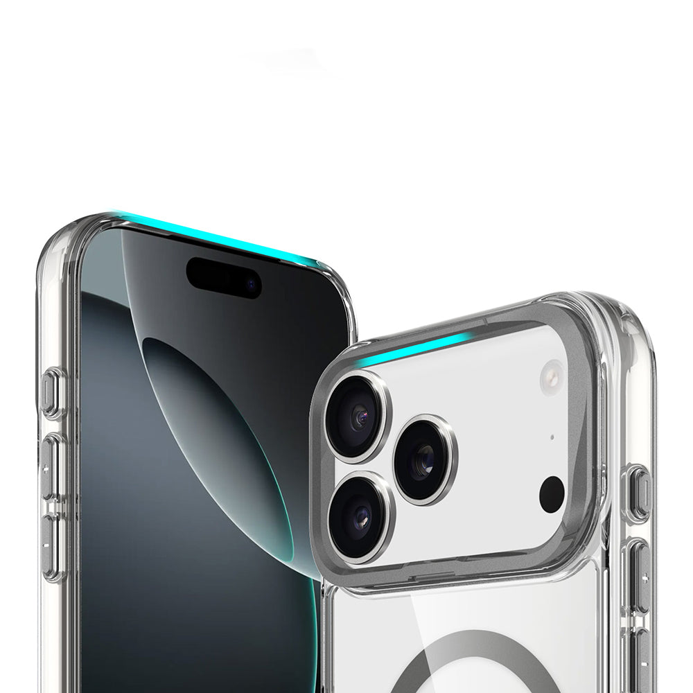 Apple iPhone 17 Pro Uyumlu Kılıf M-safe Şarj Özellikli Airbagli Kamera Standlı Zore Azor Kapak