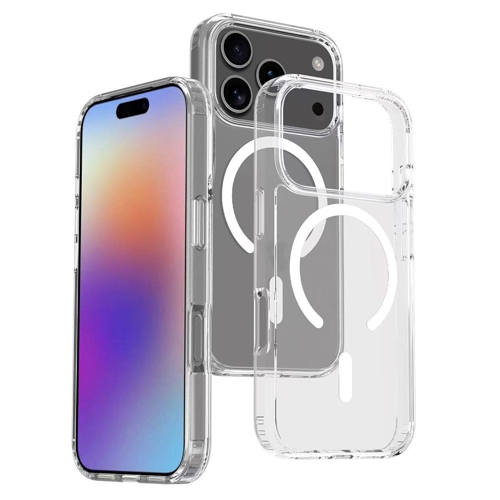 Apple iPhone 17 Pro Uyumlu Kılıf M-safe Şarj Özellikli Şeffaf Sert PC Zore Embos Kapak