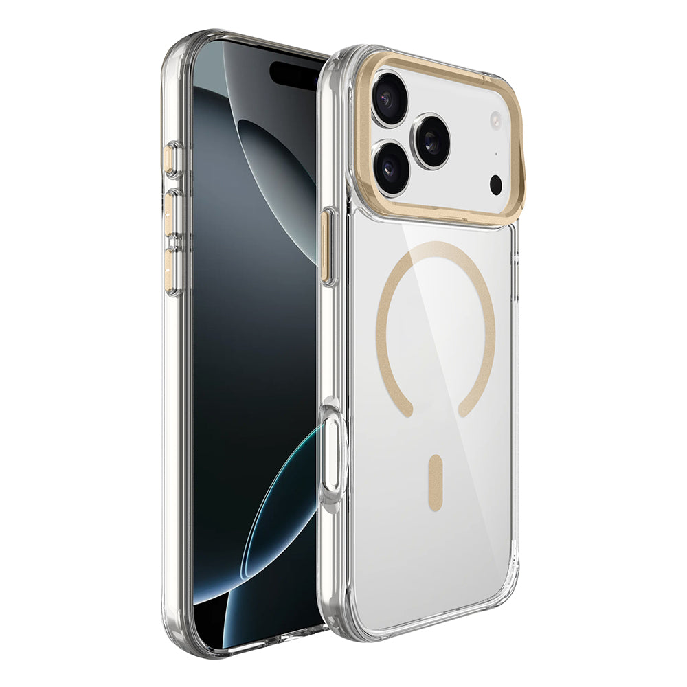 Apple iPhone 17 Pro Max Uyumlu Kılıf M-safe Şarj Özellikli Airbagli Kamera Standlı Zore Azor Kapak
