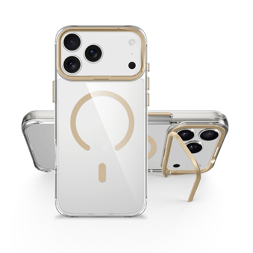 Apple iPhone 17 Pro Max Uyumlu Kılıf M-safe Şarj Özellikli Airbagli Kamera Standlı Zore Azor Kapak