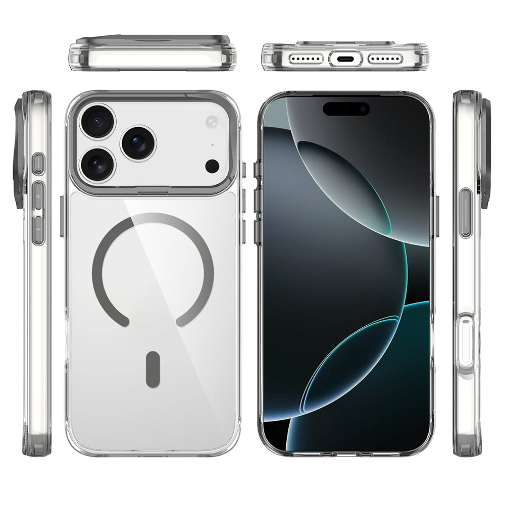 Apple iPhone 17 Pro Max Uyumlu Kılıf M-safe Şarj Özellikli Airbagli Kamera Standlı Zore Azor Kapak