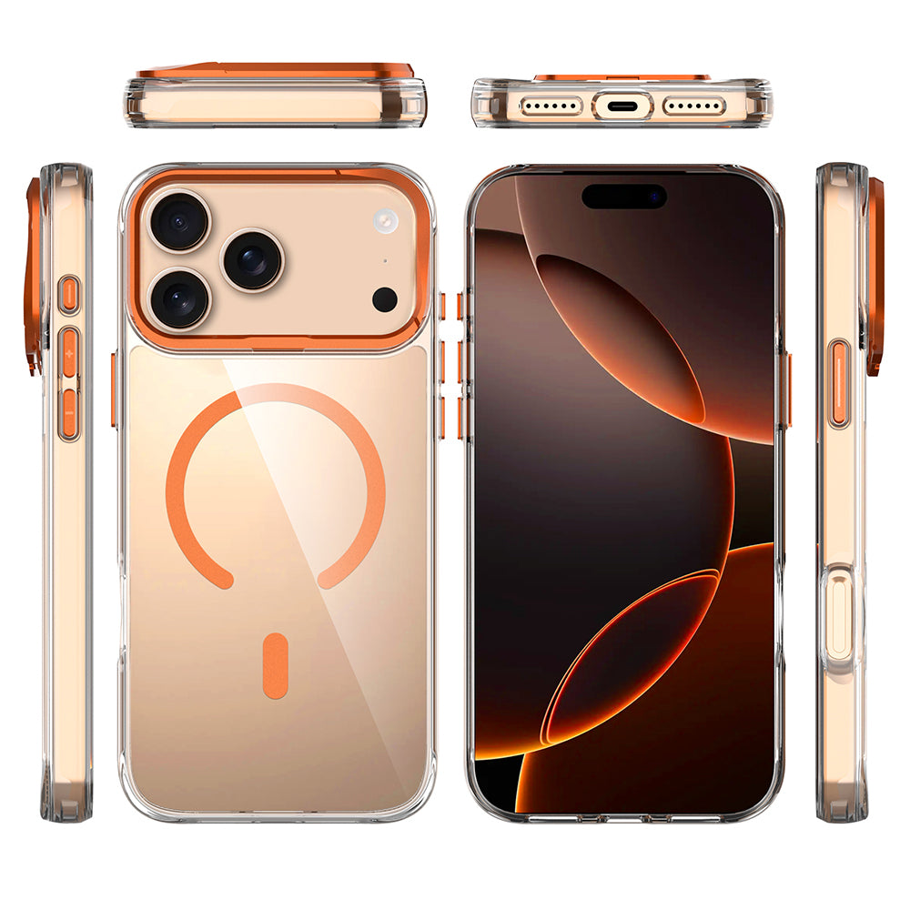 Apple iPhone 17 Pro Max Uyumlu Kılıf M-safe Şarj Özellikli Airbagli Kamera Standlı Zore Azor Kapak
