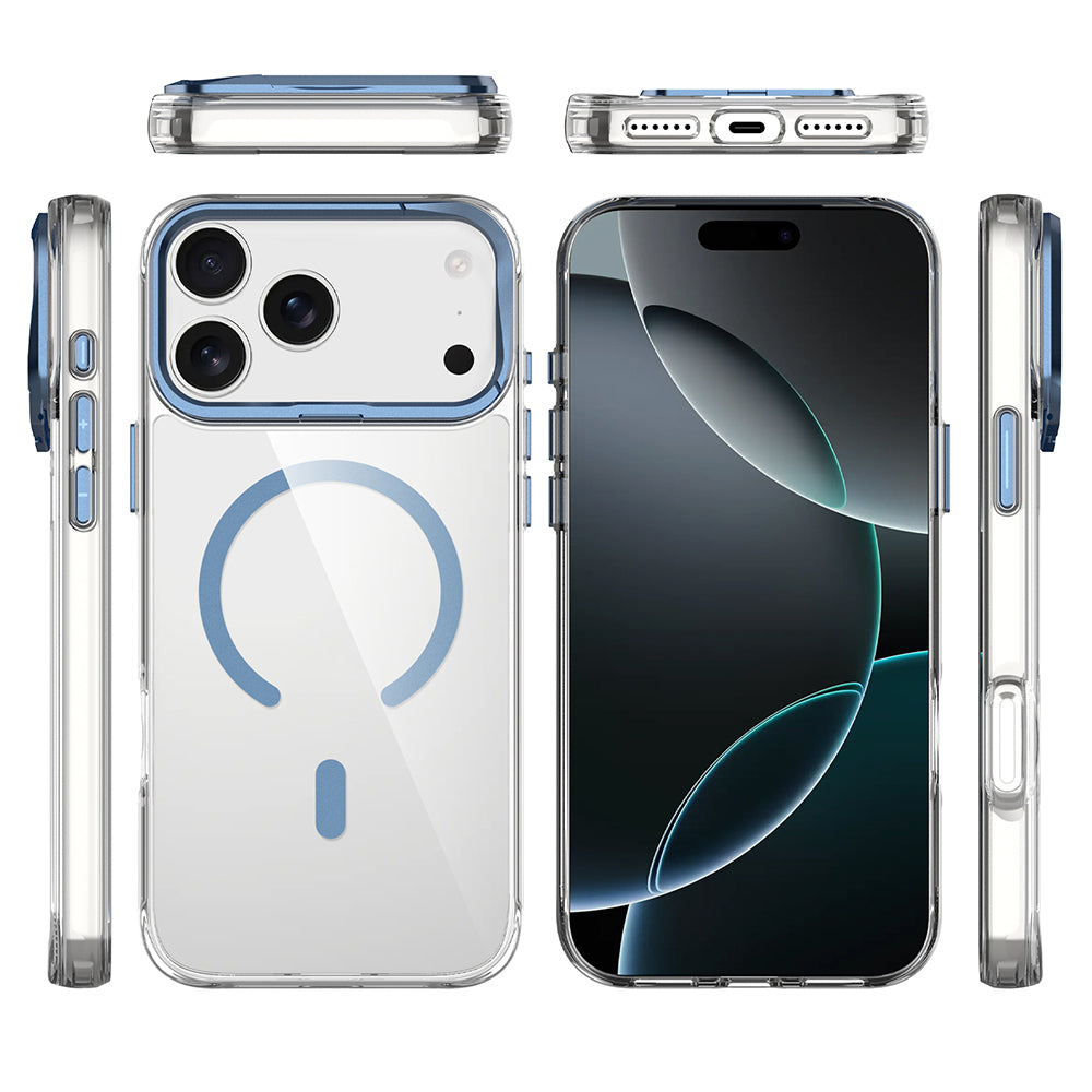 Apple iPhone 17 Pro Max Uyumlu Kılıf M-safe Şarj Özellikli Airbagli Kamera Standlı Zore Azor Kapak