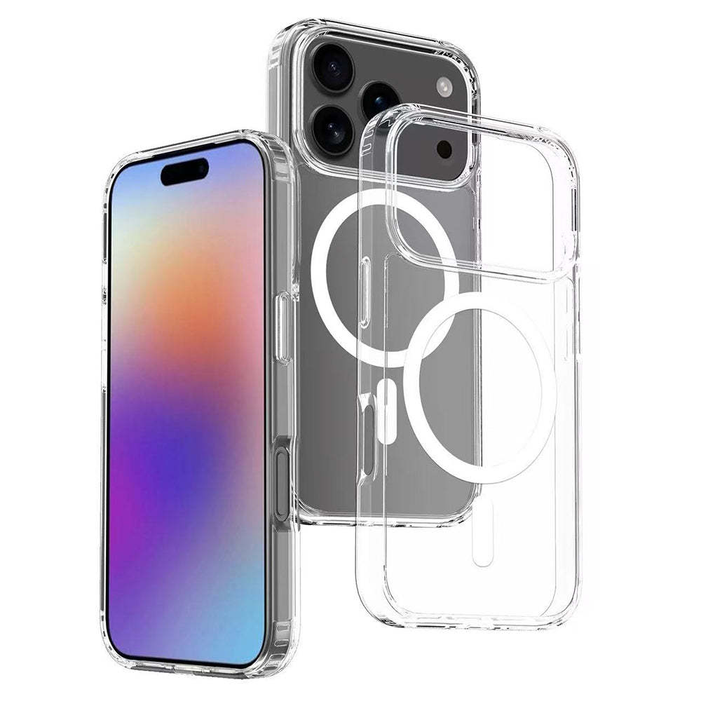 Apple iPhone 17 Pro Max Uyumlu Kılıf M-safe Şarj Özellikli Şeffaf Sert PC Zore Embos Kapak