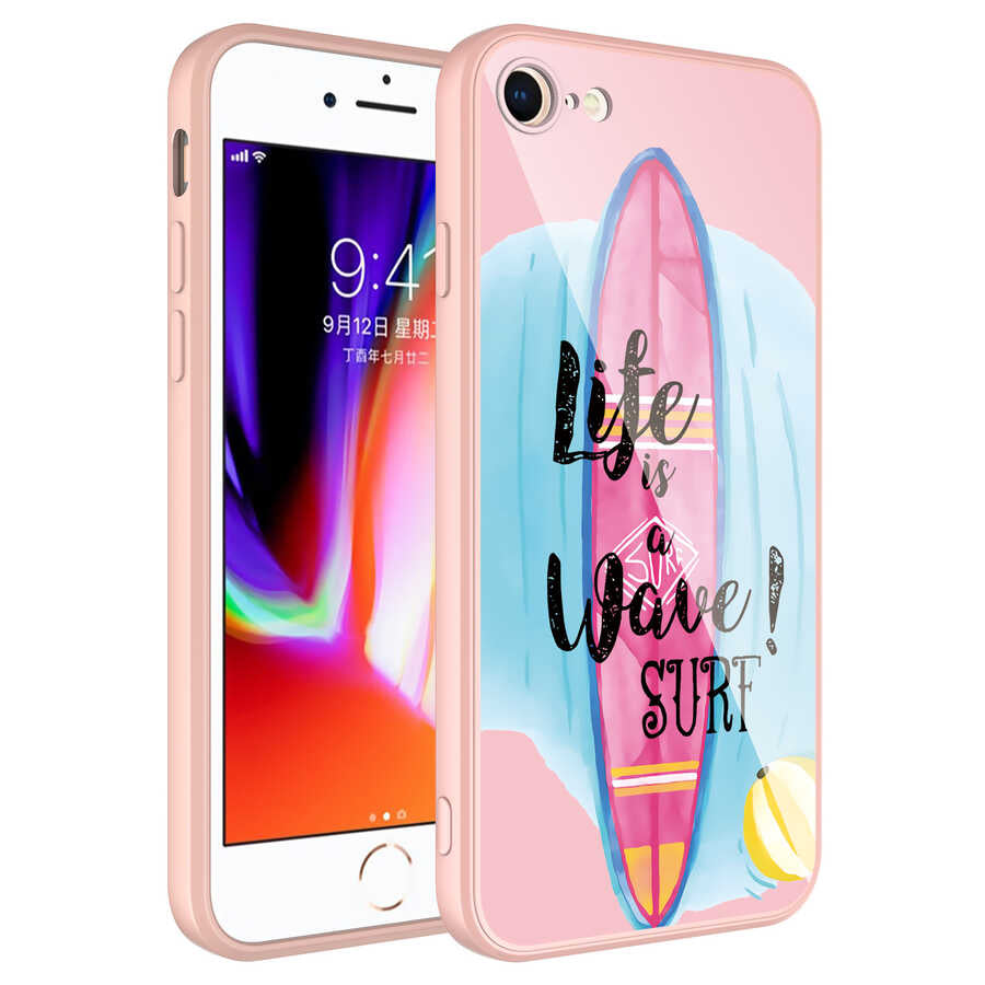 Apple iPhone 7 Uyumlu Kılıf Kamera Korumalı Desenli Sert Silikon Zore Epoksi Kapak