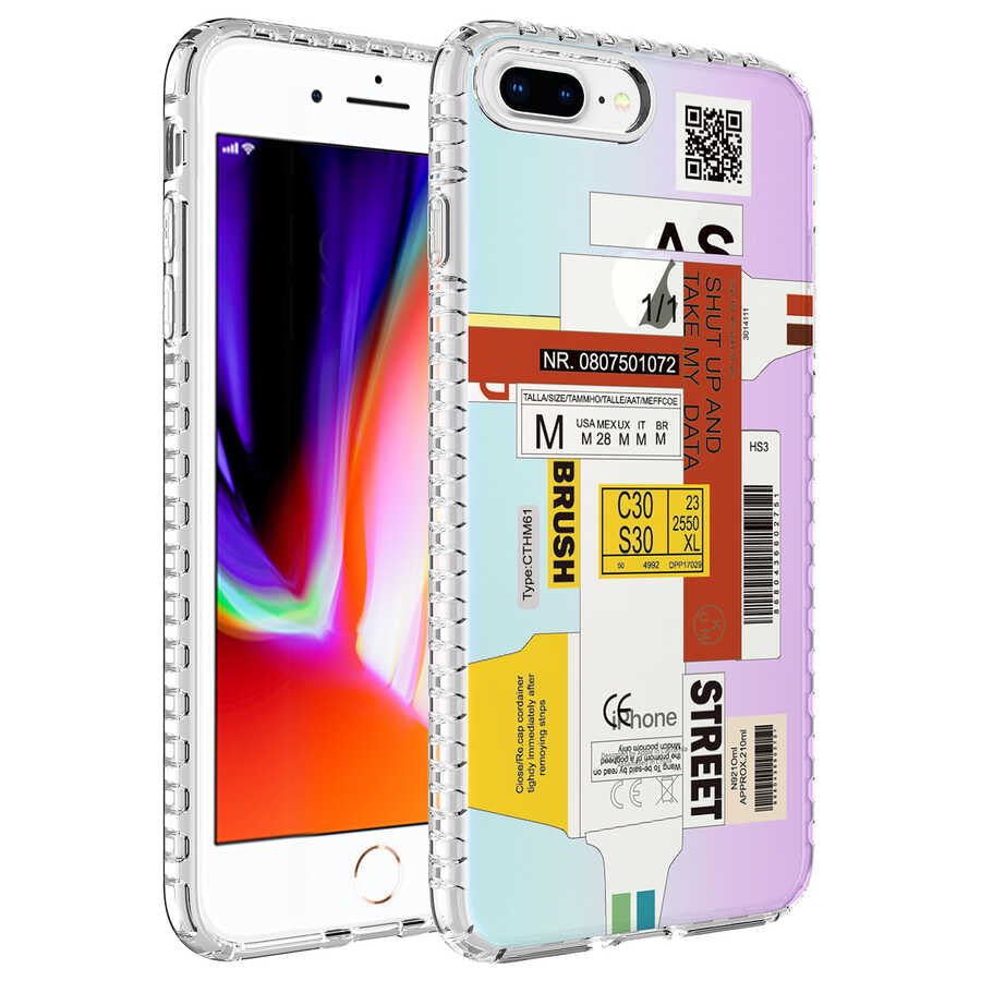 Apple iPhone 7 Plus Uyumlu Kılıf Airbag Kenarlı Renkli Desenli Silikon Zore Elegans Kapak