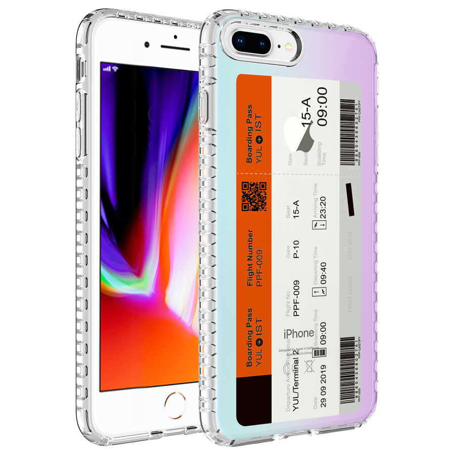 Apple iPhone 7 Plus Uyumlu Kılıf Airbag Kenarlı Renkli Desenli Silikon Zore Elegans Kapak