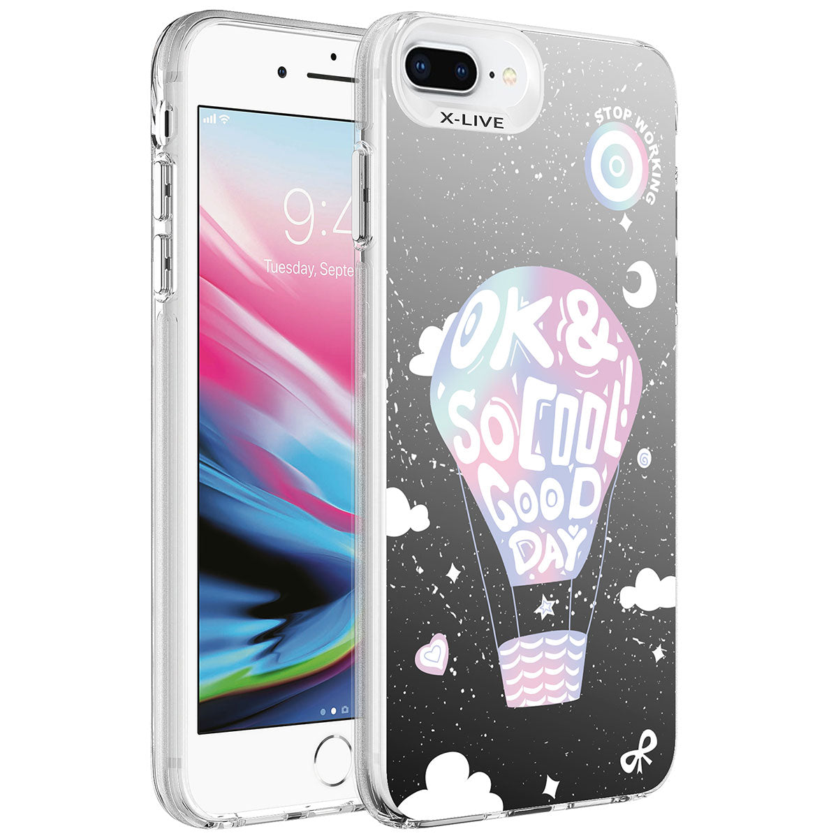 Apple iPhone 7 Plus Uyumlu Kılıf Desenli Zore Silver Sert Kapak