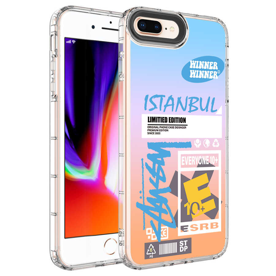 Apple iPhone 7 Plus Uyumlu Kılıf Kamera Korumalı Renkli Desenli Sert Silikon Zore Korn Kapak