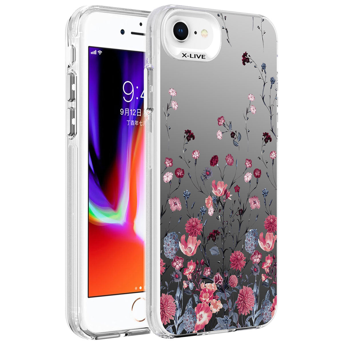 Apple iPhone 8 Uyumlu Kılıf Desenli Zore Silver Sert Kapak