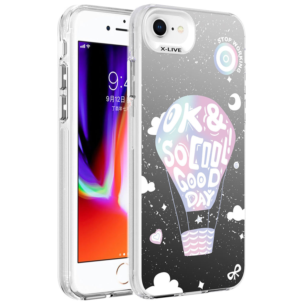 Apple iPhone 8 Uyumlu Kılıf Desenli Zore Silver Sert Kapak